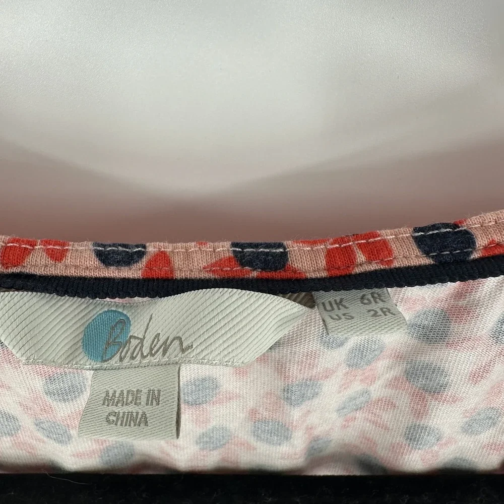 Boden Dress Womens 2R Pink Red Blue Floral Sleeveless Midi Summer Pockets V Neck